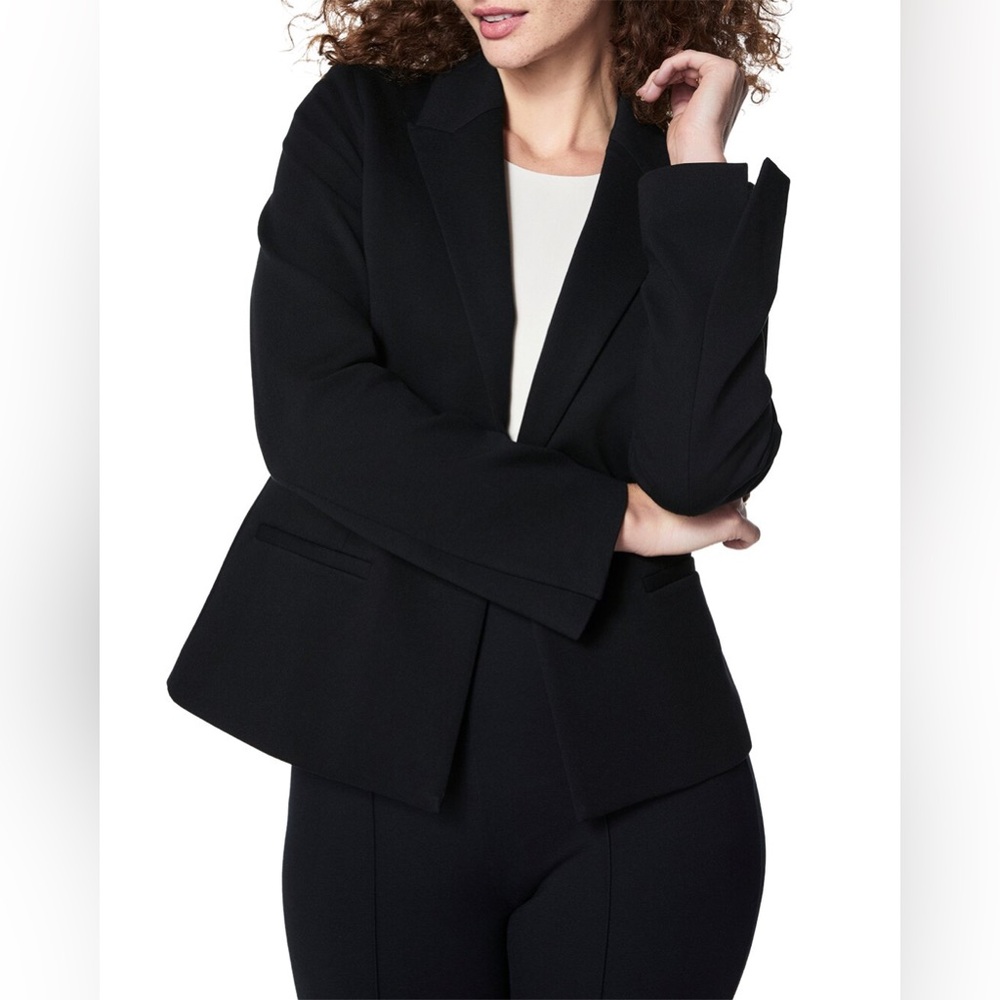 Spanx Ponte Blazer Black Stretch Tailored Workwear Jacket Size XS
